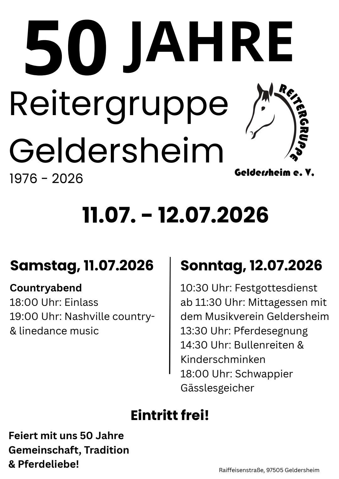Flyer Programm 50 Jahre Reitergruppe Geldersheim